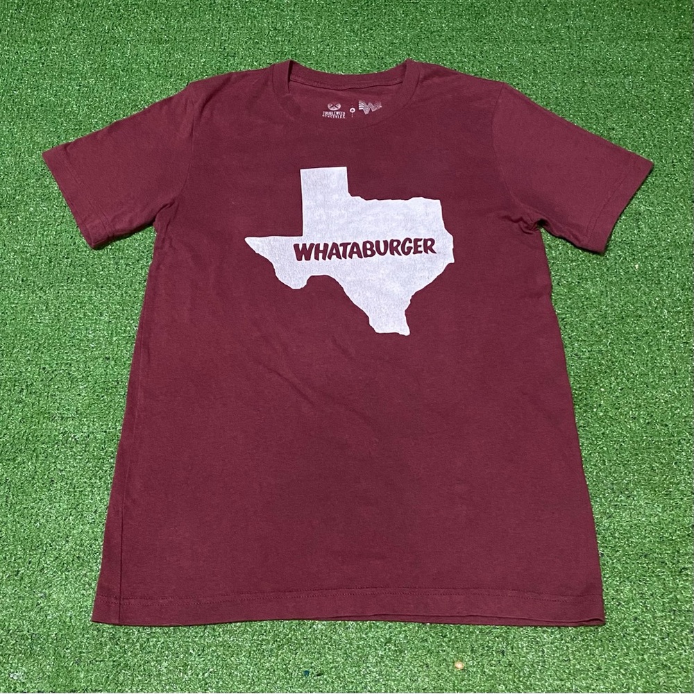 WHATABURGER TEXAS T-Shirt Maroon Size Small Official Merchandise Tumbleweed
